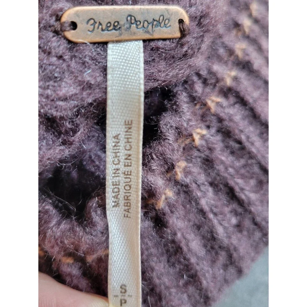 Free People Float On Peplum Sweater Mohair Blackberry Boho Cozy Oversized Neck S